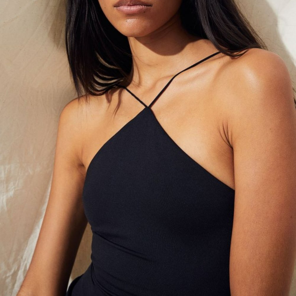 H&M Black Jersey Thong Bodysuit